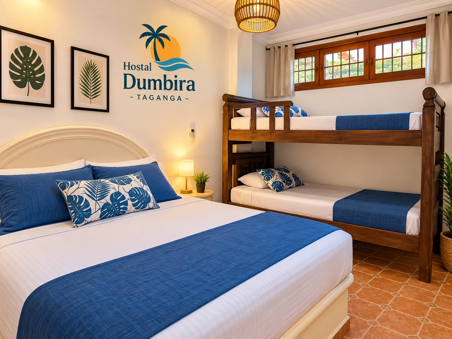 Habitación cuádruple del Hostal Dumbira