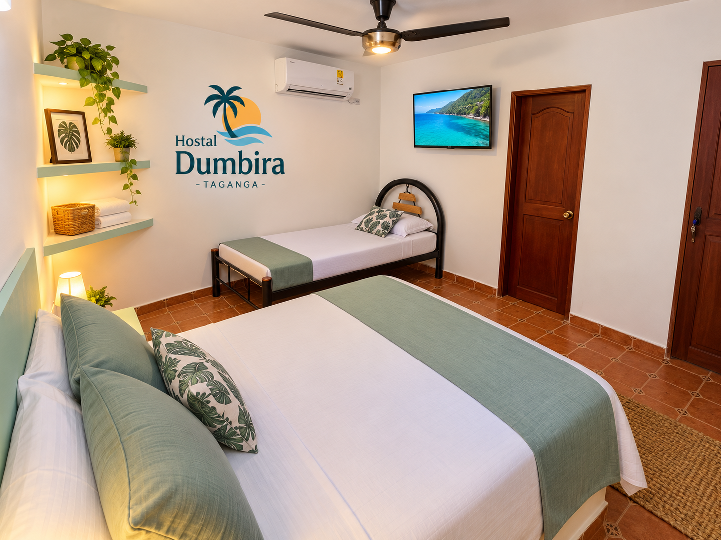 Habitación triple del Hostal Dumbira